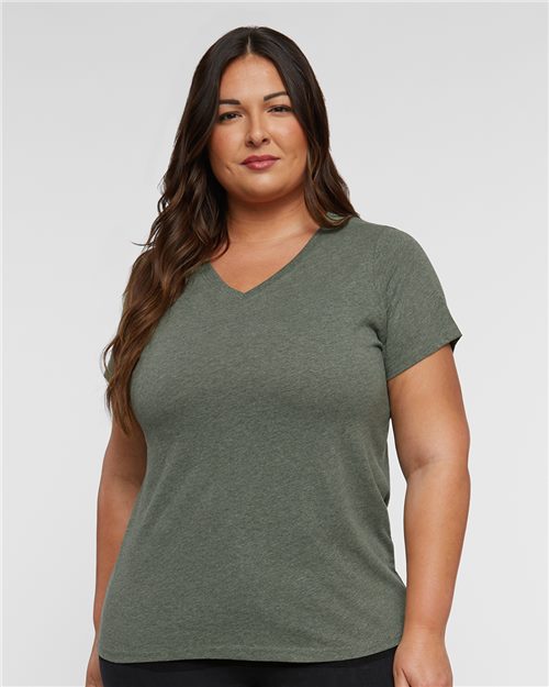 3817 Women's Curvy Collection Fine Jersey V-Neck Tee