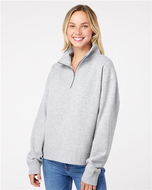 W22713 Women's Sueded Fleece Quarter-Zip Sweatshirt