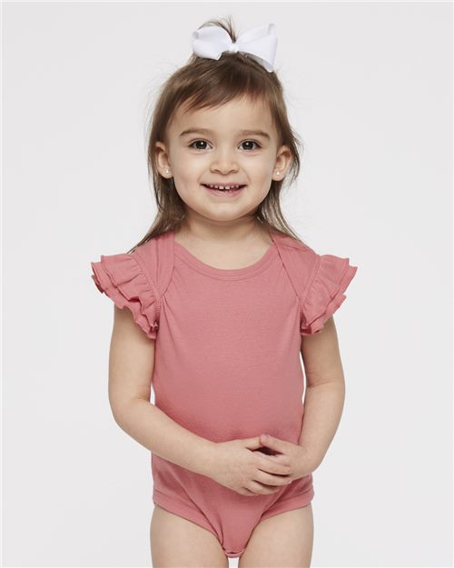 4439 Infant Flutter Sleeve Baby Rib Bodysuit