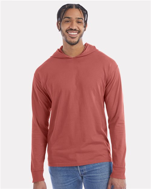 GDH280 Unisex Garment-Dyed Jersey Hooded Long Sleeve T-Shirt