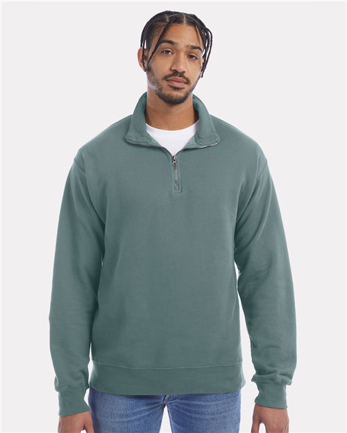 GDH425 Unisex Garment-Dyed Quarter-Zip Sweatshirt