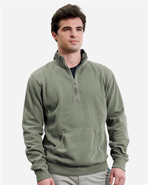 8732 Unisex Pigment-Dyed Fleece Quarter-Zip Pullover