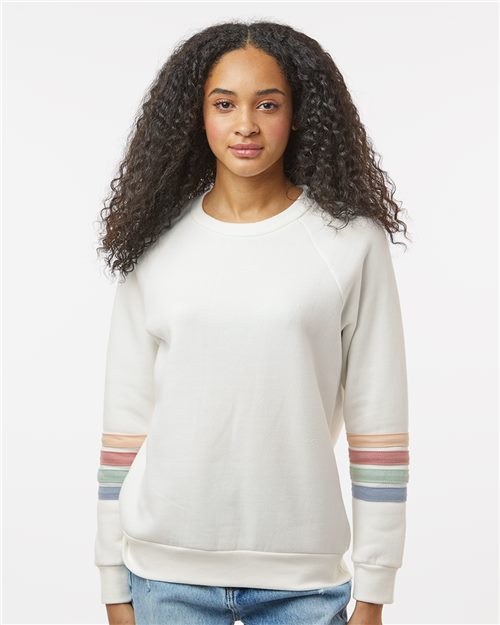 W23152 Women's Striped Sleeves Crewneck Sweatshirt