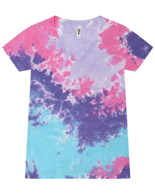 1075 Women's Tie-Dyed V-Neck T-Shirt