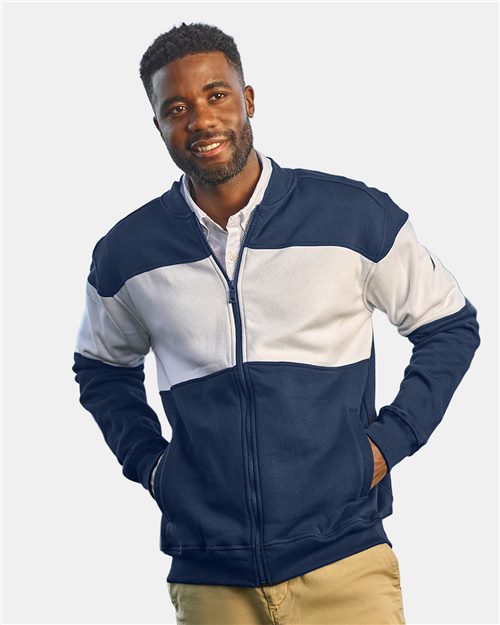 N17928 Unisex Anchor Fleece Colorblocked Bomber Jacket