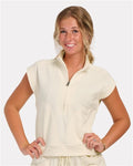 BW2407 Women's French Terry Half-Zip Short Sleeve Sweatshirt