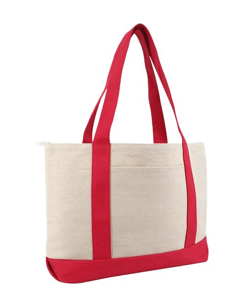 8862 Large Zippered Cotton Canvas Tote