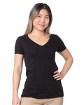 5875 Women's USA-Made Fine Jersey V-Neck T-Shirt