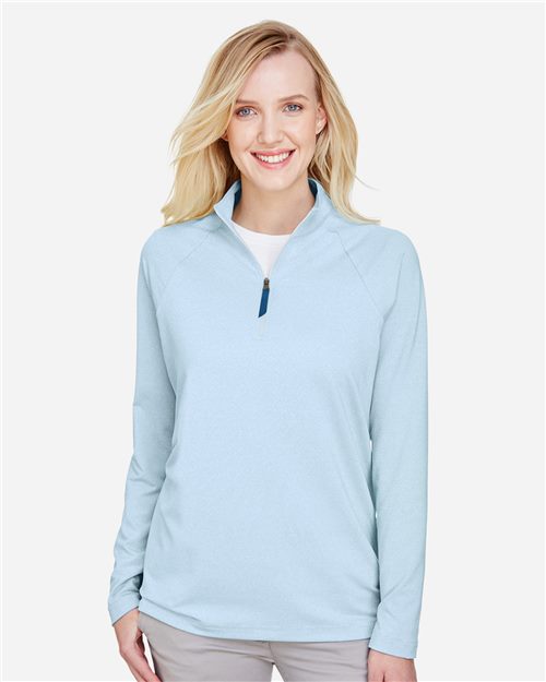DG480W Women's CrownLux Performance Clubhouse Micro-Stripe Quarter-Zip Pullover