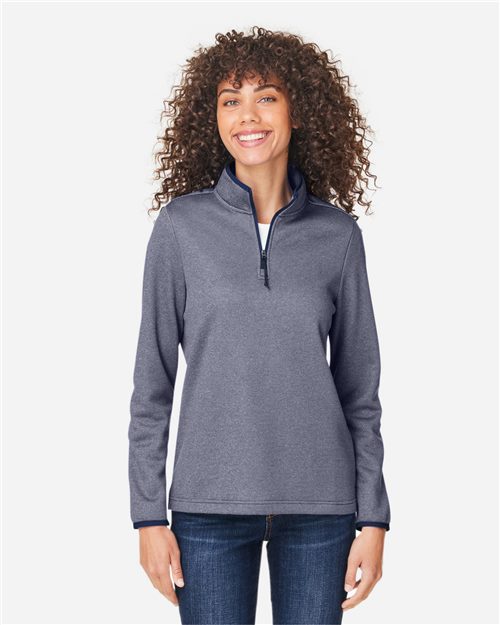 CE73W Women's Venture Heathered Stripe Quarter-Zip Pullover