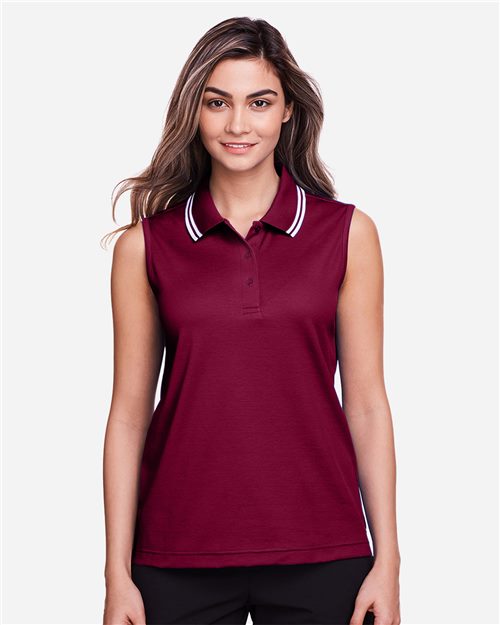 DG20SW Women's CrownLux Performance Plaited Tipped Sleeveless Polo
