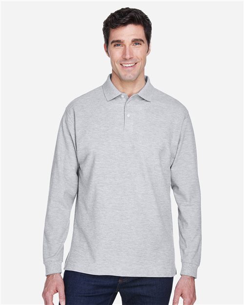 D110 Men's Pima Piqué Long Sleeve Polo
