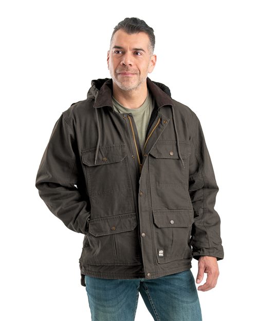 JC613 Men's Heartland Washed Duck Zip-Off Hooded Coat
