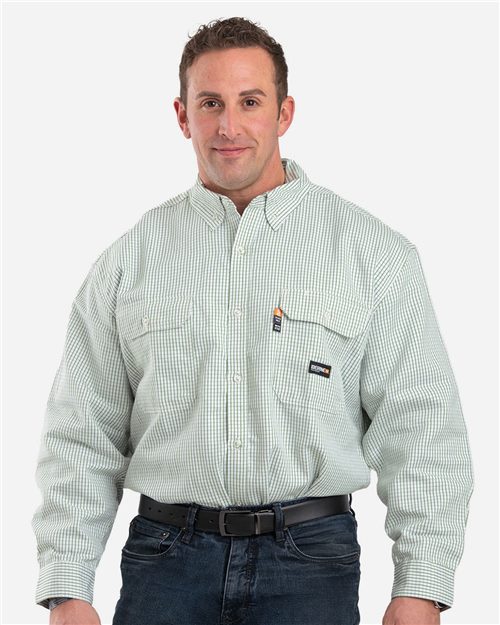 FRSH21 Men's Flame-Resistant Down Plaid Work Shirt