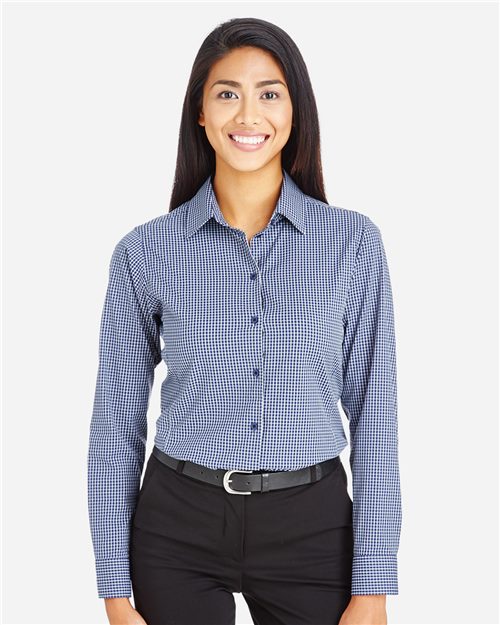 DG535W Women's CrownLux Performance Tonal Mini Check Woven Dress Shirt