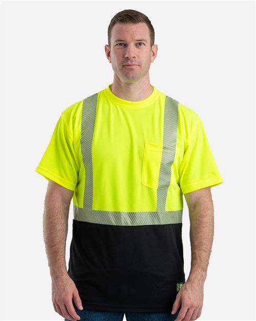 HVK017 Men's Hi-Vis Class 2 Color Blocked Pocket T-Shirt