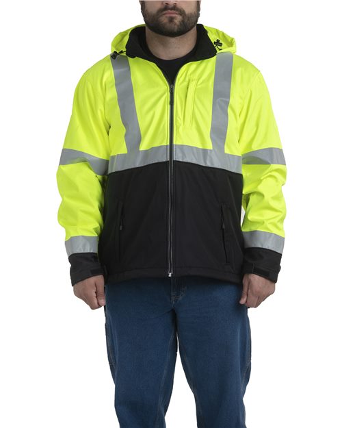 HVJS206T Men's Tall Hi-Vis Class 3 Hooded Soft Shell Jacket
