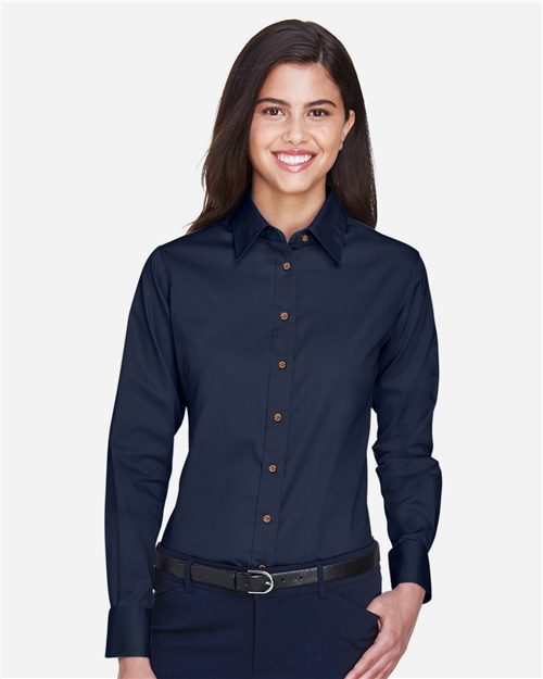 M500W Women's Easy Blend Long Sleeve Twill Dress Shirt with Stain-Release