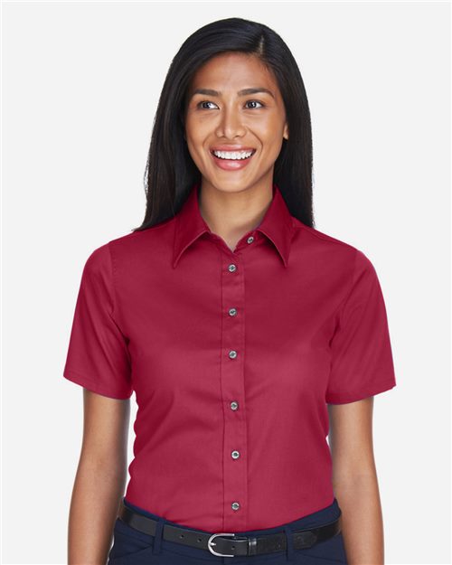 M500SW Women's Easy Blend Short Sleeve Twill Dress Shirt with Stain-Release