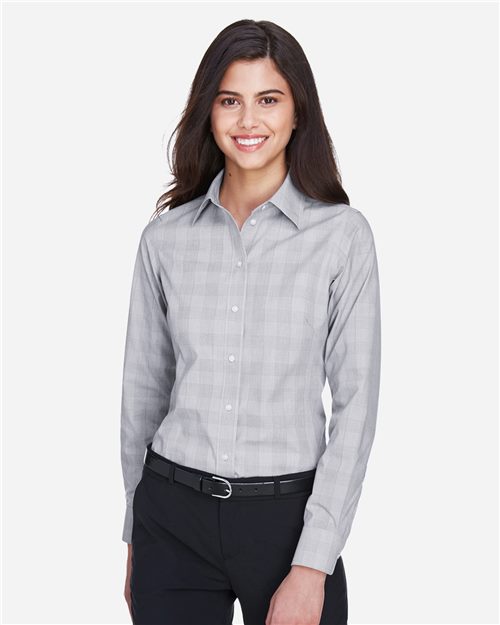 DG520W Women's Crown Collection Glen Plaid Woven Dress Shirt