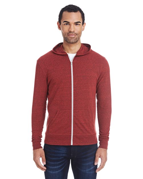302Z Unisex Triblend Full-Zip Lightweight Hooded Sweatshirt
