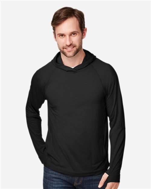 NE105 Unisex JAQ Stretch Performance Hooded Long Sleeve T-Shirt