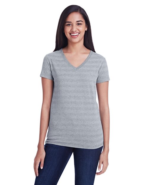 252RV Women's Invisible Stripe V-Neck T-Shirt