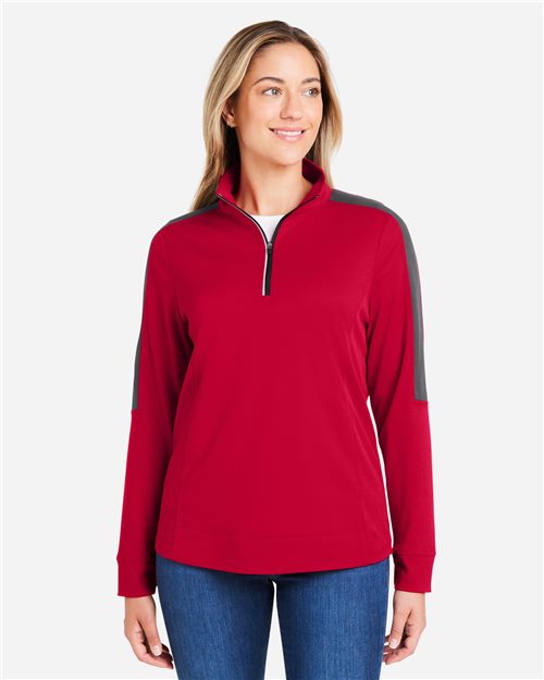 CE404W Women's Market Snag Protect Mesh Colorblock Quarter-Zip Pullover