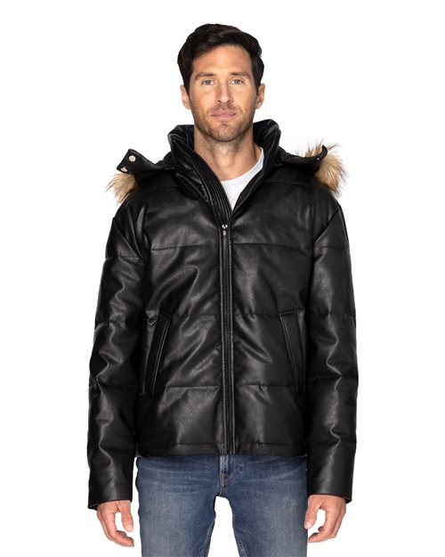 397J Unisex Vegan Leather Puffer Jacket