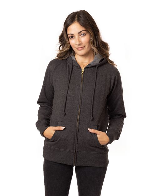 EC4580 Women's Heathered Full-Zip Hooded Sweatshirt