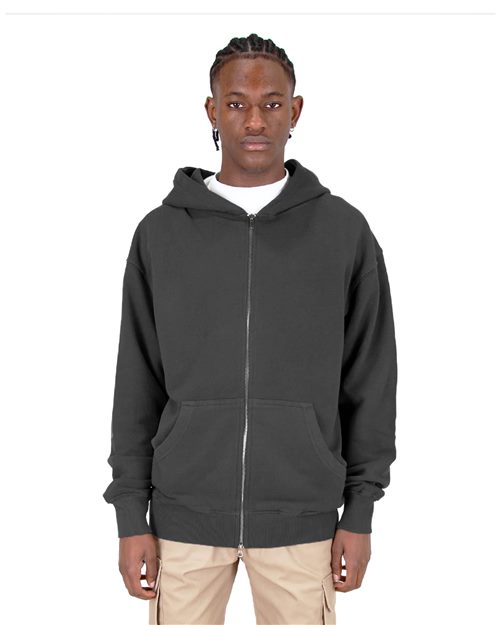 SHGDZ Unisex Max Heavy Fleece Garment-Dyed Double-Zip Hooded Sweatshirt