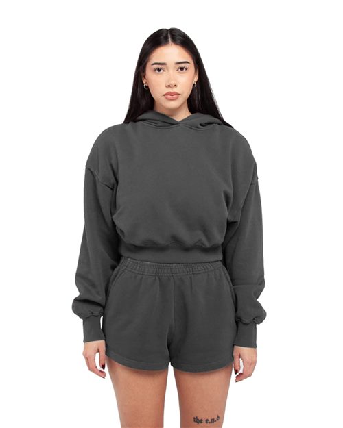 SHGWC Women's Garment-Dyed Crop Hooded Sweatshirt