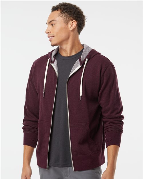 PRM90HTZ Unisex Heathered French Terry Full-Zip Hooded Sweatshirt