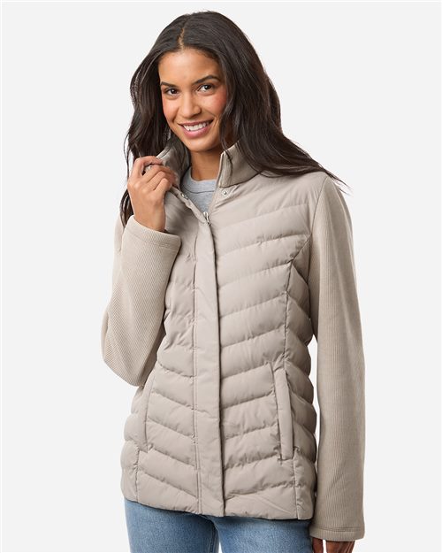 W26719 Women's Mixed Media Chevron Jacket