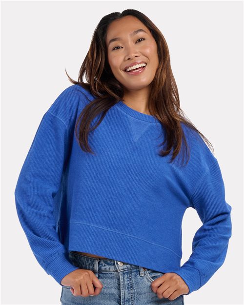 BW5102 Women's Ribbed Knit Cropped Boxy Crew