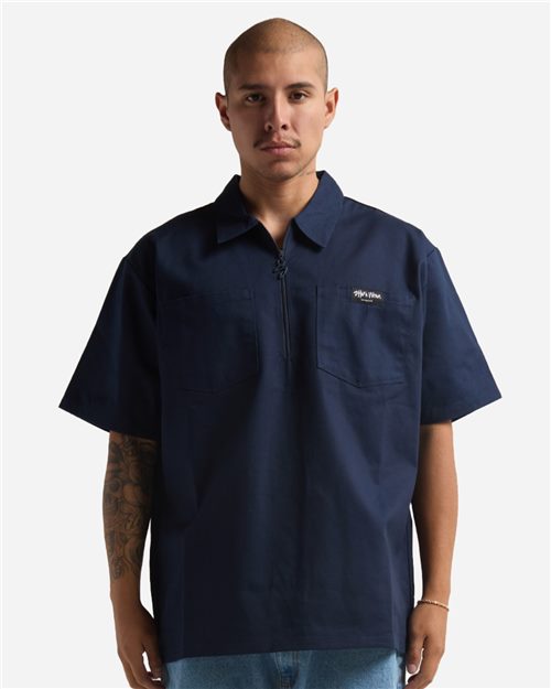 SHQZWS Unisex Work Heavyweight Quarter-Zip Short Sleeve Shirt
