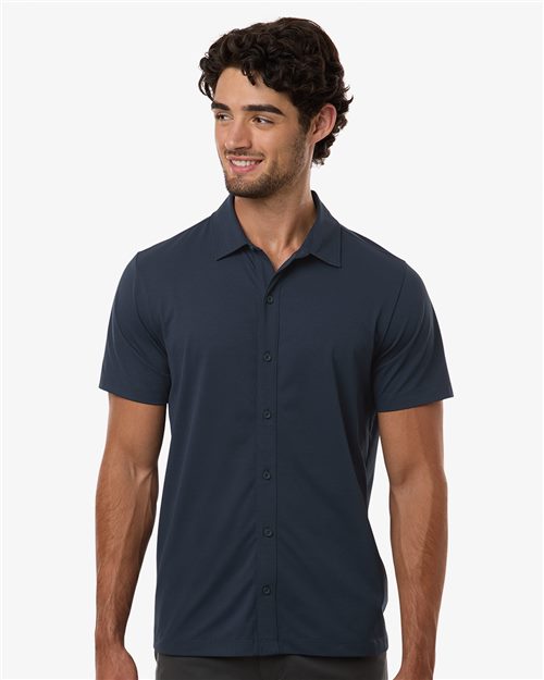41SPSS Men's Pro-Flex Sorona Button Down Short Sleeve Shirt