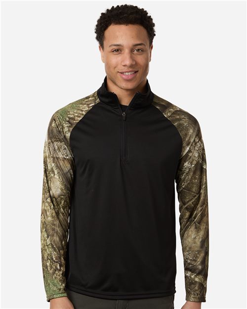 RT5703 Unisex Realtree Performance Colorblocked Quarter-Zip Pullover