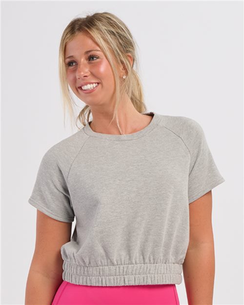 BW2103 Women's French Terry Short Sleeve Cropped Crewneck Sweatshirt