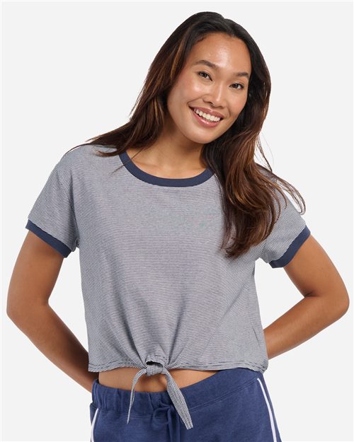 BW2107 Women's Striped Tie Front T-Shirt