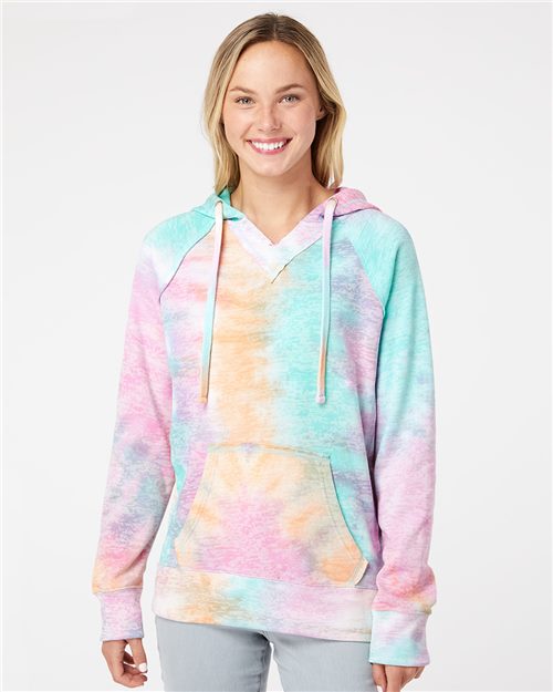 W1162 Women’s Courtney Burnout V-Notch Hooded Sweatshirt