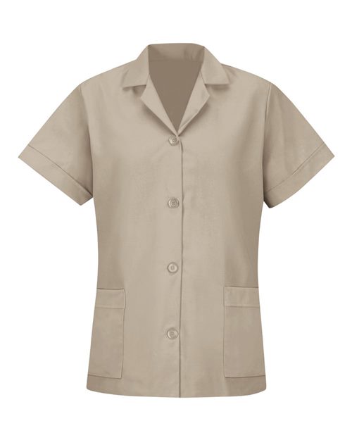 TP23 Women's Loose Fit Short Sleeve Button Smock