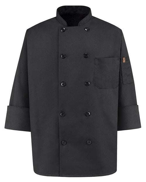 0425 Ten Pearl Button Black Chef Coat