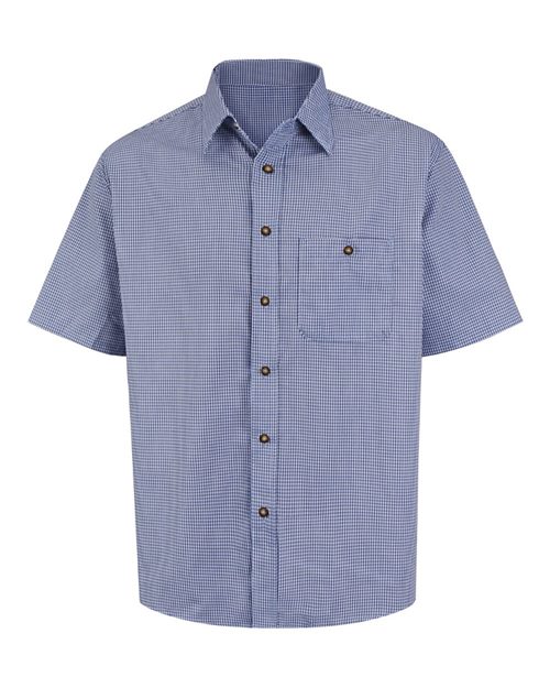 SP84 Men's Mini-Plaid Uniform Short Sleeve Shirt