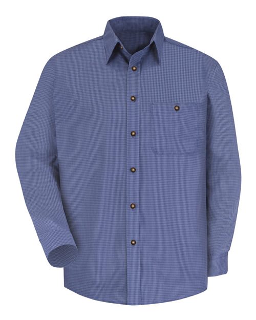 SP74 Men's Mini-Plaid Uniform Long Sleeve Shirt