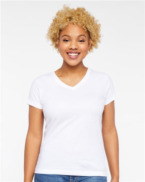 3507 Women's Fine Jersey V-Neck Tee