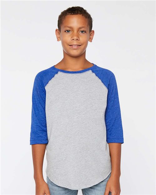 6130 Youth Baseball Fine Jersey Three-Quarter Sleeve Tee