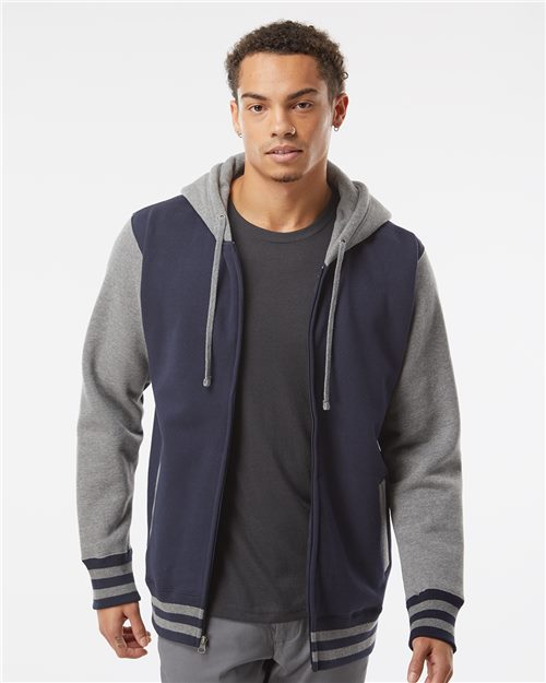 IND45UVZ Unisex Heavyweight Varsity Full-Zip Hooded Sweatshirt