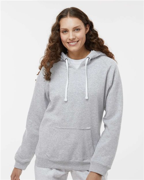 8836 Women's Sueded V-Neck Hooded Sweatshirt