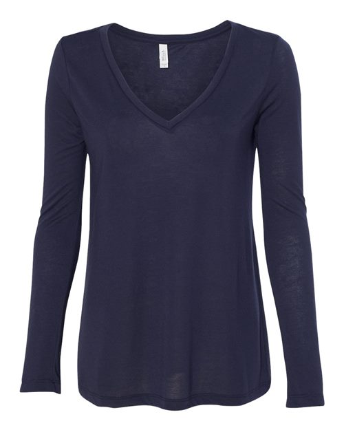 8855 Women's Flowy Long Sleeve V-Neck Tee